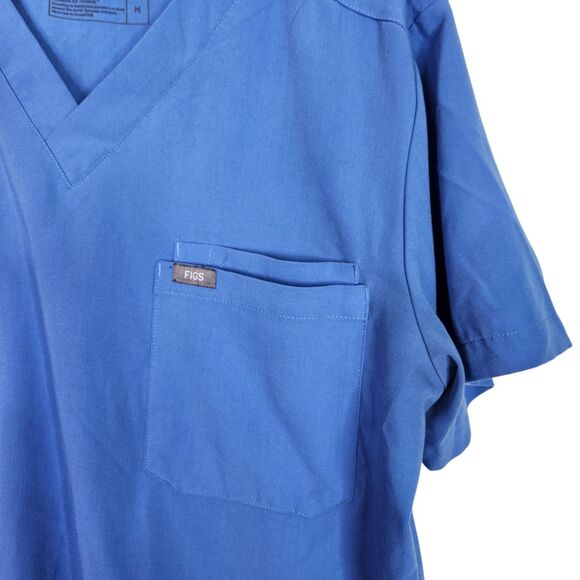 FIGS Top Mens Medium Blue Leon Three-Pocket Scrub Top Medical Doctor Nurse - Picture 3 of 7